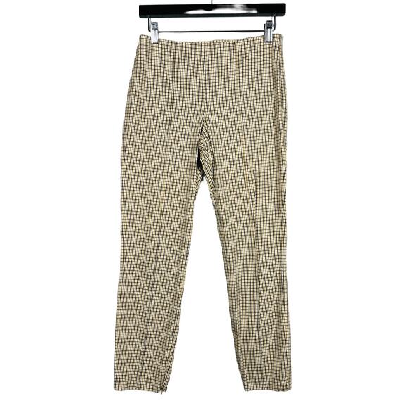 Theory Side Zip Career Casual Pant Checker Print Ankle - 0 - Picture 1 of 5
